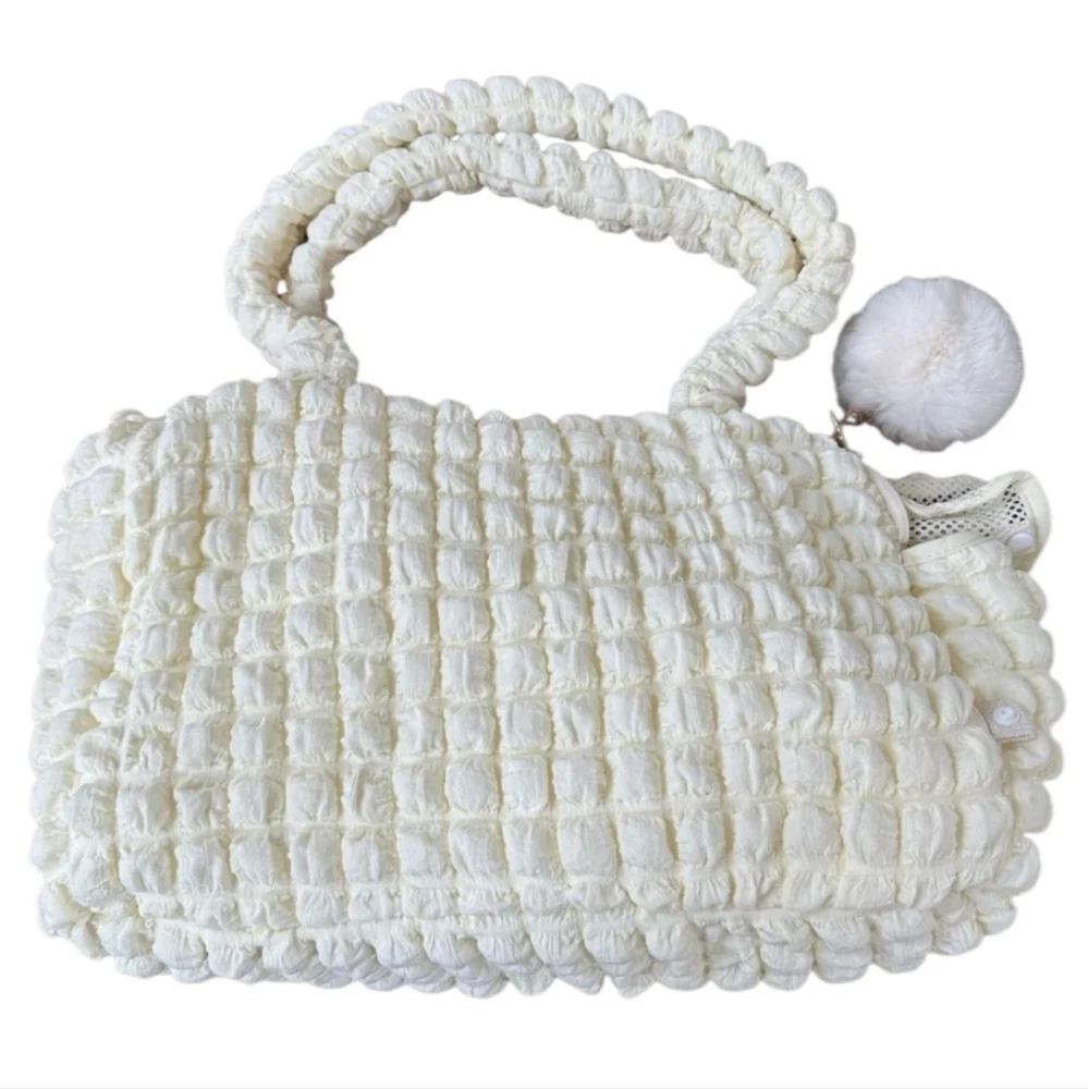 Cozy Cream Chic Pretty Stylish and Comfy Quilted Puppy Dog Pet Carrier and Purse